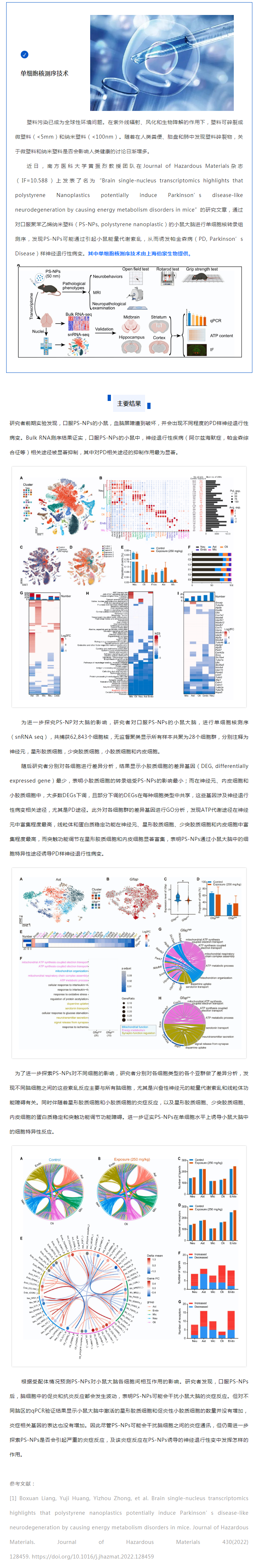 項目文章_伯豪生物單細胞核測序助力發(fā)現(xiàn)納米塑料誘發(fā)帕金森樣神經退行性病變