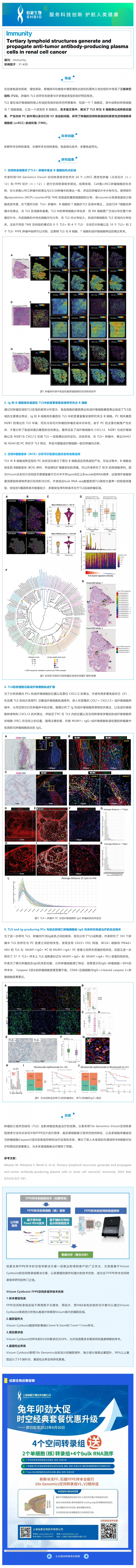 2023-05-05 全球首篇_FFPE 空間轉(zhuǎn)錄組分析揭示了腎細(xì)胞癌中三級(jí)淋巴結(jié)構(gòu)抗腫瘤機(jī)制