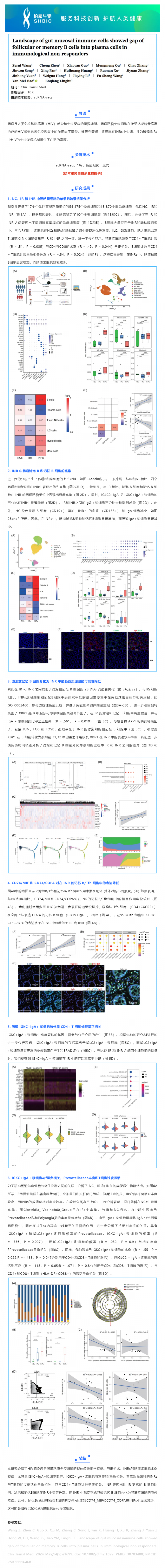 項目文章 _ 腸道粘膜免疫細(xì)胞分析顯示，在免疫無反應(yīng)者中，濾泡或記憶 B 細(xì)胞與漿細(xì)胞之間存在分化阻礙