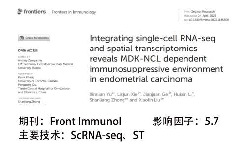 文獻(xiàn)解讀 | 整合 scRNA-seq 和 ST 揭示了子宮內(nèi)膜癌中 MDK-NCL 依賴的免疫抑制環(huán)境