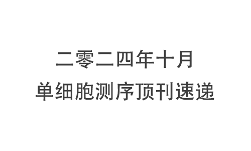 十月高分文獻(xiàn)速遞 |2024 單細(xì)胞轉(zhuǎn)錄組系列